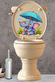 Cute Elephant Sitting with a Umbrella under the Rain Themed Toilet Seat Sticker Bathroom Sticker - 4