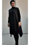 Black Glitter Asymmetrical Loose Knitwear Look Knitted Vest - 4
