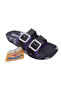 Women's Black-Purple-Floral Patterned Double Buckle Non-Slip Sole Daily Walking Slippers - 4