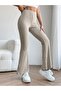 Beige High-Waist Soft Fabric Flared Pants for Fall and Winter - 4