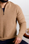 Zippered Half Turtleneck Camel Knitwear Sweater - 9
