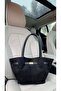Women's Black Suede Leather Long Strap Magnet Closure Shoulder & Hand Bag - 2
