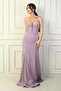 Women's Strapless Lace up Back Lining Underwire Long Fish Evening Dress - 3