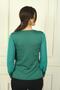 Women's V-Neck Half Stripe Sleeves Chiffon Sweater - 4