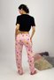 Women's Elastic Waist 100% Cotton Ribbon Patterned Pajama Bottoms Pink - 5