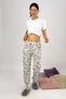 Women's Elastic Waist 100% Cotton Ribbon Patterned Pajama Bottoms Gray Cloud - 2