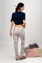 Women's Elastic Waist 100% Cotton Ribbon Patterned Pajama Bottoms Gray Penguin - 5