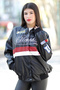 Women's Leather Coat Black Zippered Double Pocket Ribbed Oversize Design - 5010 - 8