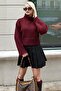 Burgundy Women's High Top Knitwear Sweater Mg2255 - 7
