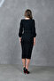 Crepe Fabric Slit Detailed Short Sleeve Double Breasted Collar Black Pencil Dress Belt 074 - 3
