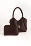Women's Crossbody Shoulder Bag with Makeup Bag Puppy Lock Closure Detail