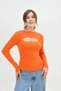 Women's Knitwear Fabric Low-Cut Designed Orange Sweater 581543 - 8