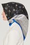 Nostalgia Series Silk Twill Scarf 8517D-83 Floral Pattern Black-Cobalt Blue - 3