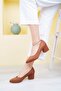 Brown Suede Women's Stylish Daily Comfortable Short Heeled Shoes Heel Height 5cm