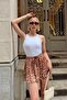 Beige Leopard Print Loose Fitting Double Layer Women's Sports Shorts - 3