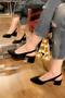 Black Suede Women's Stylish Daily Comfortable Short Heeled Shoes Open Back Heel Height 5cm - 4