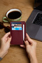 9116 Genuine Leather Magnetic Special Design Women's Wallet Claret Red - 2