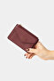 9116 Genuine Leather Magnetic Special Design Women's Wallet Claret Red - 8
