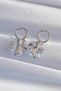 Brass Silver Color Chunky Zircon Stone Bow Model Hoop Earrings Tj-Bkp9312 - 2