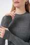 15905 Women's Crop Sweater Pants Knitwear Top and Bottom Set - Smoked - 6