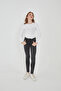 Women's 100% Cotton Crew Neck Long Sleeve Ribbed Blouse - 3