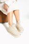 Clara Beige Ankle Length Furry Women's Boots - 3