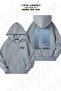 Volleyball V2 Grey Oversize Cardigan - Back Print, Zipper and Hoodie (2 Thread)