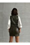 Buttoned Leather Vest - Khaki |   Vmf1503 - 5
