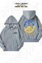 Ukraine Ukraine Printed - Zippered Hooded Gray Oversize Cardigan (2 Thread)