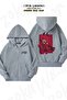 Hasbin Hotel Oversize Gray Cardigan with Back Print - Zipper and Hoodie (2 Thread)