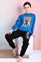 Men's Interlock Pajamas Set with Long Sleeve Crew Neck Sax Color Basketball - 3