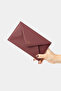 9755 Genuine Leather Special Design Magnetic Large Size Women's Envelope Wallet Claret Red - 8