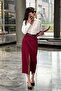 Suede Skirt - Burgundy |   F1761 - 3