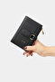 9735 Genuine Leather Women's Wallet Portfolio with Special Design Accessories Black - 7