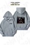 Oversize the Vampire Diaries Series Poster Back Printed Zippered Hooded Gray Cardigan (2 Yarns)