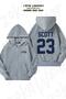 Oversize One Tree Hill,Nathan's Jersey Back Printed Zippered Hooded Gray Cardigan (2 Yarns)