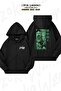 Oversize My Hero Academia Midoriya Izuku Back Printed Zip-Up Hooded Black Cardigan (2 Thread)