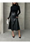 Leather Belted Skirt - Black |   F1810 - 4