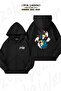Oversize Sonic the Hedgehog Back Printed Zippered Hooded Black Cardigan (2 Yarns)