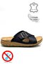 Cross Band Buckle Double Band Light Sole Faux Leather Men's Slippers 521 Navy Blue - 5