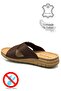 Cross Band Buckle Double Band Light Sole Faux Leather Men's Slippers 521 Brown - 7