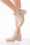 270-3030 Beige Buckle Accessory Zippered Daily Women's Boots - 3