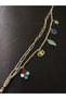 Steel Bracelet with Chain Gold Elevator. Stainless Double Chain Cahrmlı Steel Bracelet - 4