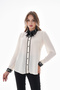 Women's Plus Size Collar Cuff Covering Detachable Butterfly Bow Detail Cream Shirt G0060 - 3