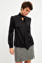 Black Scarf Satin Shirt - 3
