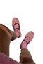 Plush Rubber Detail Flat Bottom Women's Babet Pudra - 4