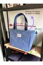 Zippered Medium Size Waxed Canvas Sky Blue Color Shoulder Bag - 5