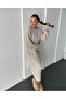 Crew Neck Knitted Pattern Long Knitwear Dress