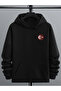 Bozkurt Moon & Star Symbol Back and Front Printed Unisex Lined Hooded Three-Thread Sweatshirt - 2