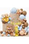 Bear Concept Themed Year Old Gold Foil Brown Blue Balloon Chain Birthday Party Set Decoration